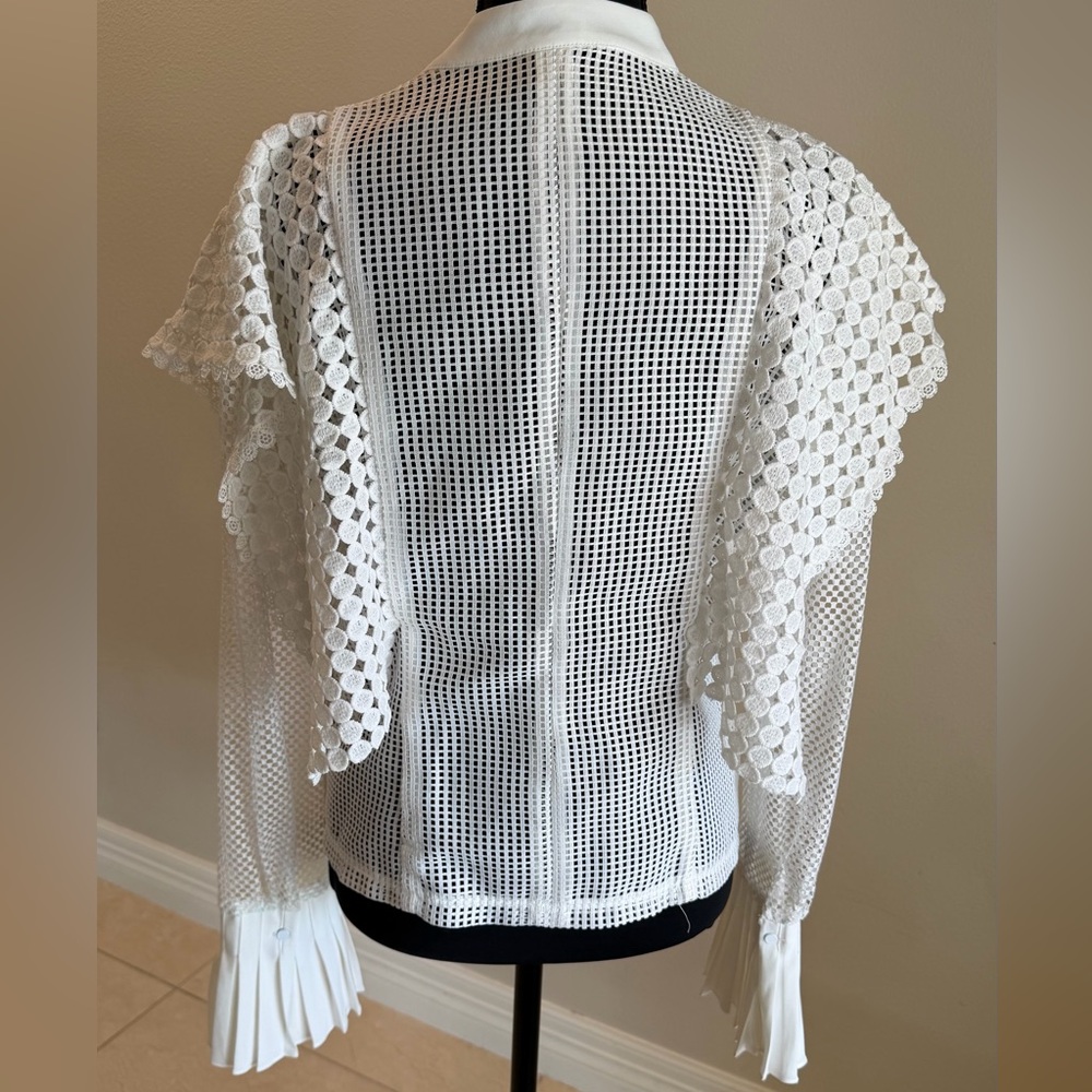 Why Dress White Lace Mesh Blouse, Romantic Statement Sleeve Top, Boho chic - Picture 2 of 3